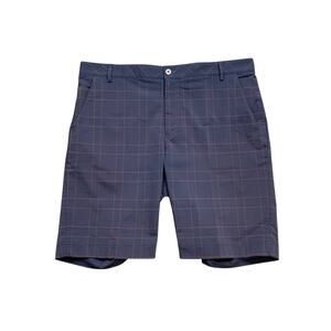 Sunice Shorts Mens 34 Navy Plum Navy Check Stretch Flat Front Pockets Chino Golf